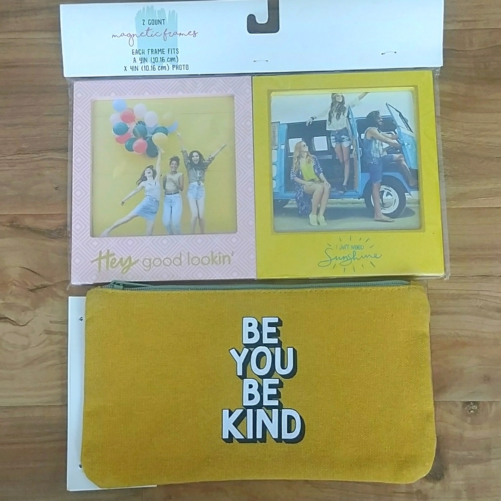 Magnetic frame and pencil or make up pouch